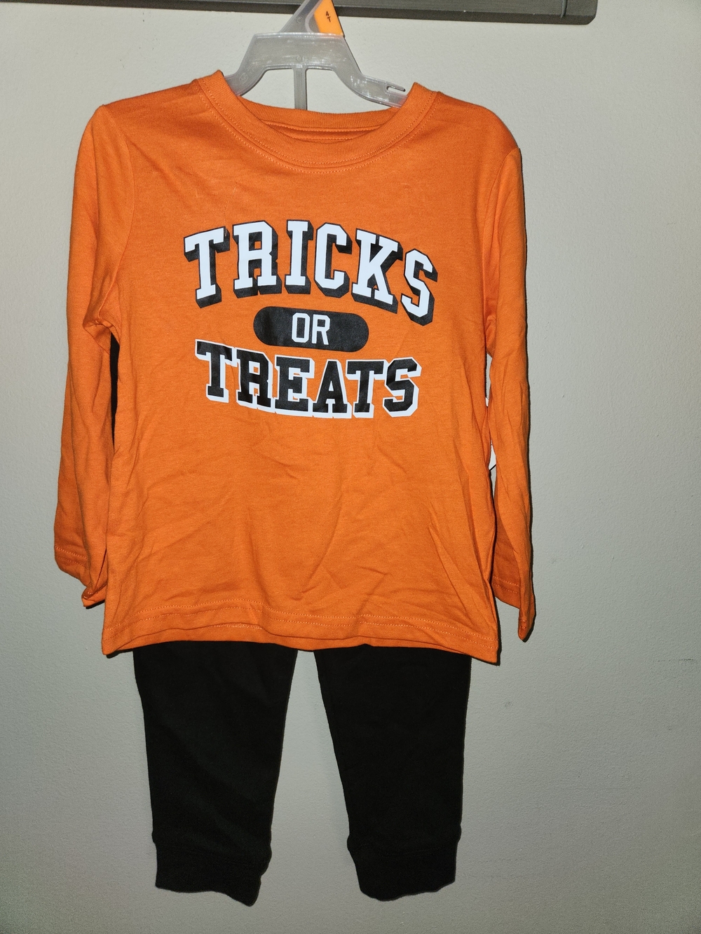 Kids Orange 'Tricks or Treats' Long-Sleeve Matching Set Size 4T